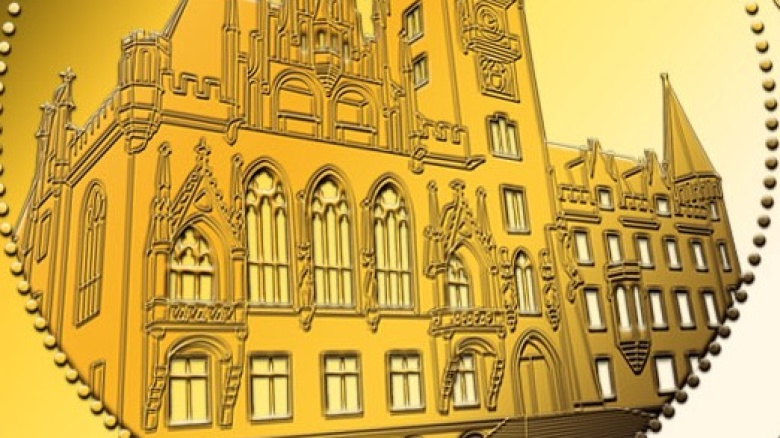 Rathaus St. Johann auf goldener Münze