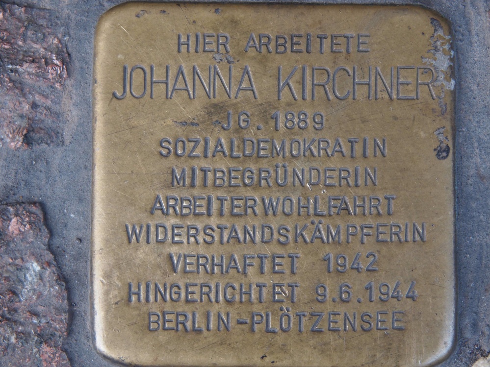 Stolperstein Johanna Kirchner (Foto: Ruth Bauer) 