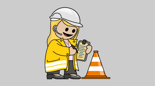 Schafferin Symbolbild: "Saarbrigger Schafferin" mit Klemmbrett und Warnkegel