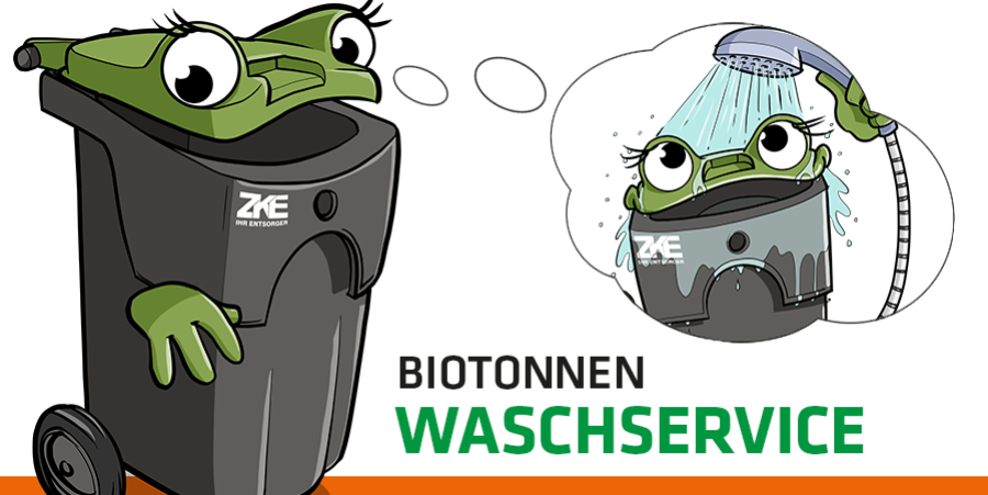 Biotonnen Waschservice des ZKE. Biotonnen Waschservice des ZKE. Grafik: Jürgen Schanz / ZKE