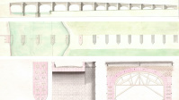 Topografischer Riß mit Gestaltungs- und Konstruktionsdetails der Alten Brücke