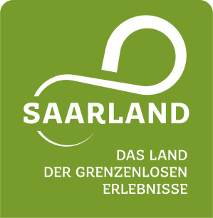Logo mit Text: Saarland Das Land der grenzenlosen Erlebnisse