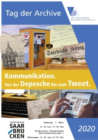 Plakat der Ausstellung "Kommunikation. Von der Depesche bis zum Tweet" anlässlich des Tags der Archive 2020