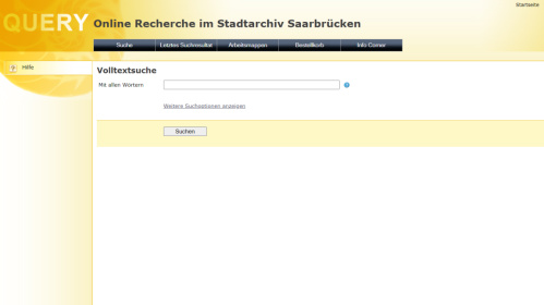 Screenshot Online-Recherche Stadtarchiv