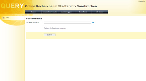 Screenshot Online-Recherche Stadtarchiv