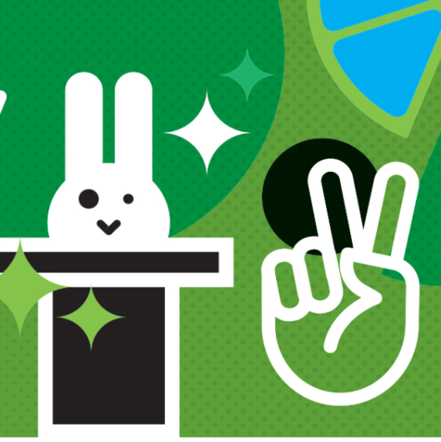 Kinderaktionen 2024, hase, Stift, Peace- Zeichen, Skateboard