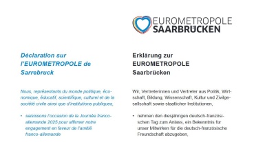 Erklärung zur Eurometropole Saarbrücken_Déclaration sur l'EUROMETROPOLE de Sarrebruck Image