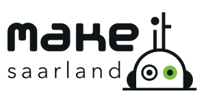 Das Bild zeigt das Logo für die Make it Messe Saarland. Das Wort "Make" ist durch Fettschreibung hervorgehoben, daneben das Wort "it" in einem schlankerem Stil. Dieses Wort bildet gleichzeitig die Antennen für den Roboter unter ihm. Darunter steht "Saarla Das Bild zeigt das Logo für die Make it Messe Saarland. Das Wort "Make" ist durch Fettschreibung hervorgehoben, daneben das Wort "it" in einem schlankerem Stil. Dieses Wort bildet gleichzeitig die Antennen für den Roboter unter ihm. Darunter steht "Saarla